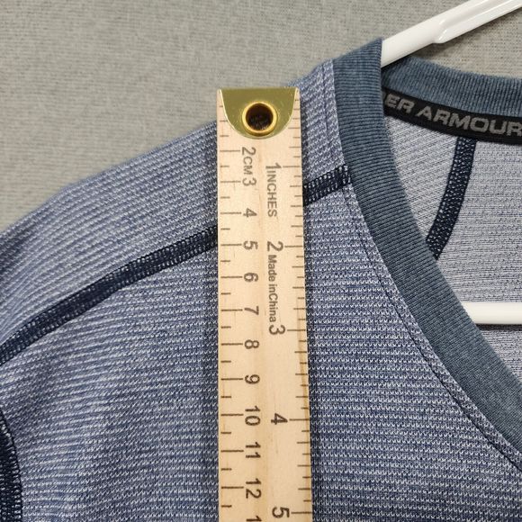 Under Armour Polo Shirt Mens Blue 2XL HeatGear Fitted Short Sleeve Pullover Long - Picture 8 of 16